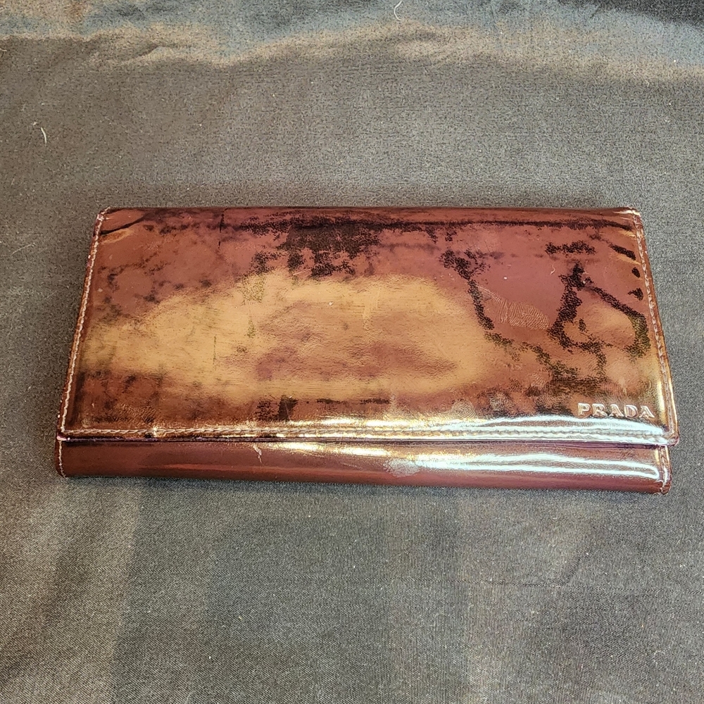 Prada Brown Patent Leather Wallet